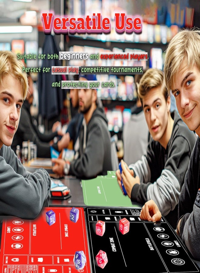 بساط لعب لألعاب الورق MTG للمبتدئين، عبوة من قطعتين مع نرد، بساط لعب ماجيك كوماندير، بساط لعب لبطاقات TCG MTG، ملحقات بساط لعب 24 × 14 بوصة، معارك بطاقات المبارزة، أسود/أزرق - Image 3